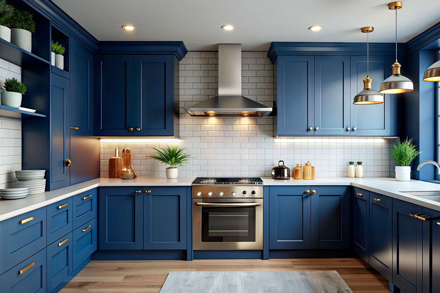 Signature Blue Shaker Cabinets