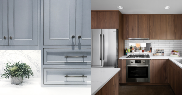Modernform European Frameless Cabinets vs Shaker Cabinets Comparison Featuring Contemporary and Traditional Kitchen Cabinet Styles