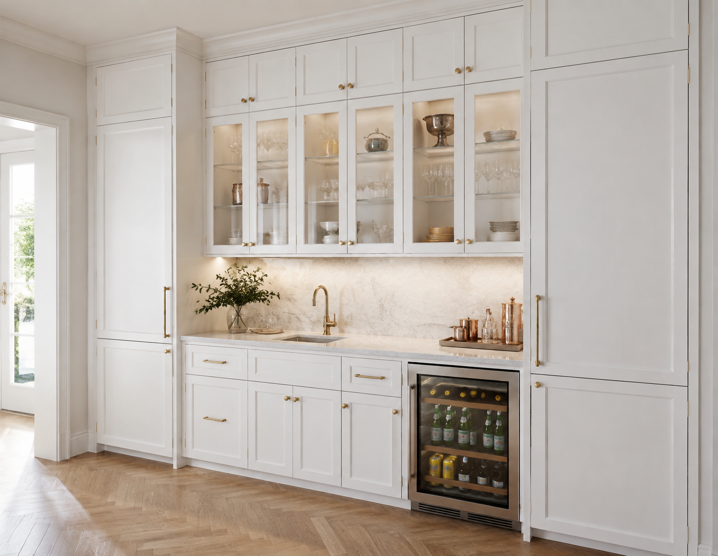 White shaker cabinet storage solutions and organizing features by Modernform Cabinets and Closets