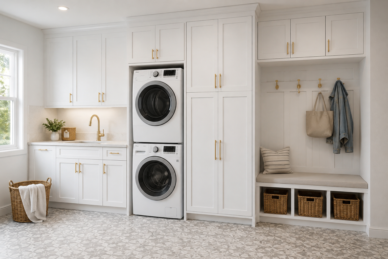 Custom white shaker kitchen design built for modern living spaces and functional storage
