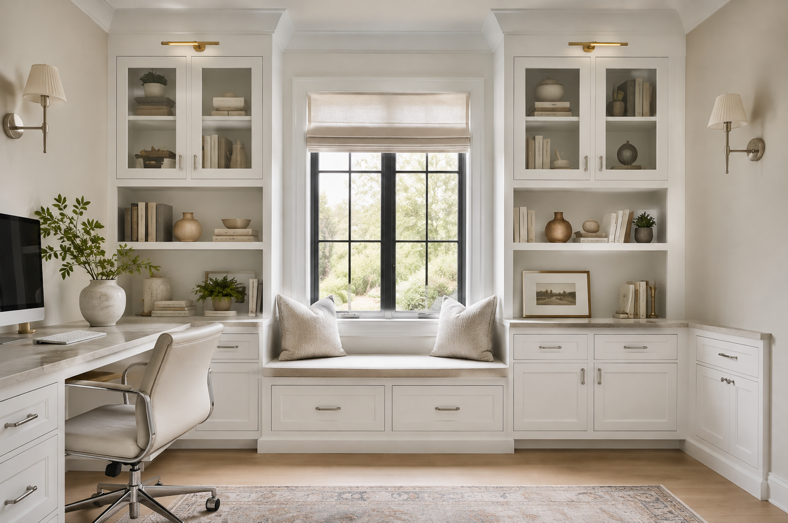 Bright white shaker cabinet finish featuring crisp clean lines and modern hardware