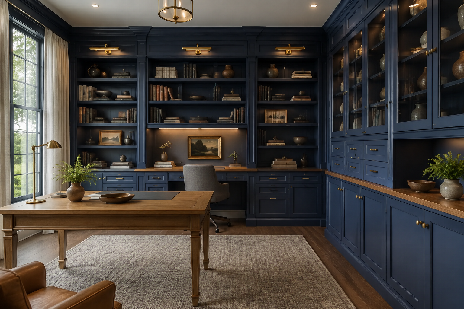 Signature blue shaker cabinetry kitchen island view showcasing high-end craftsmanship in Dallas, TX