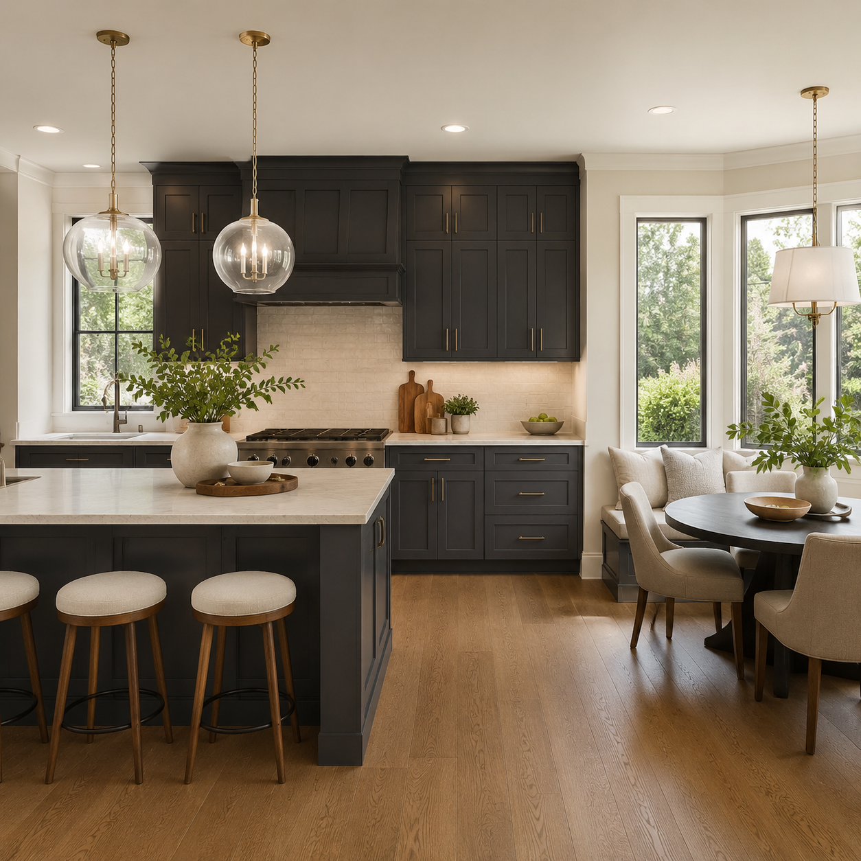 Modern Slate shaker cabinetry kitchen island perspective showcasing premium craftsmanship in Dallas, TX