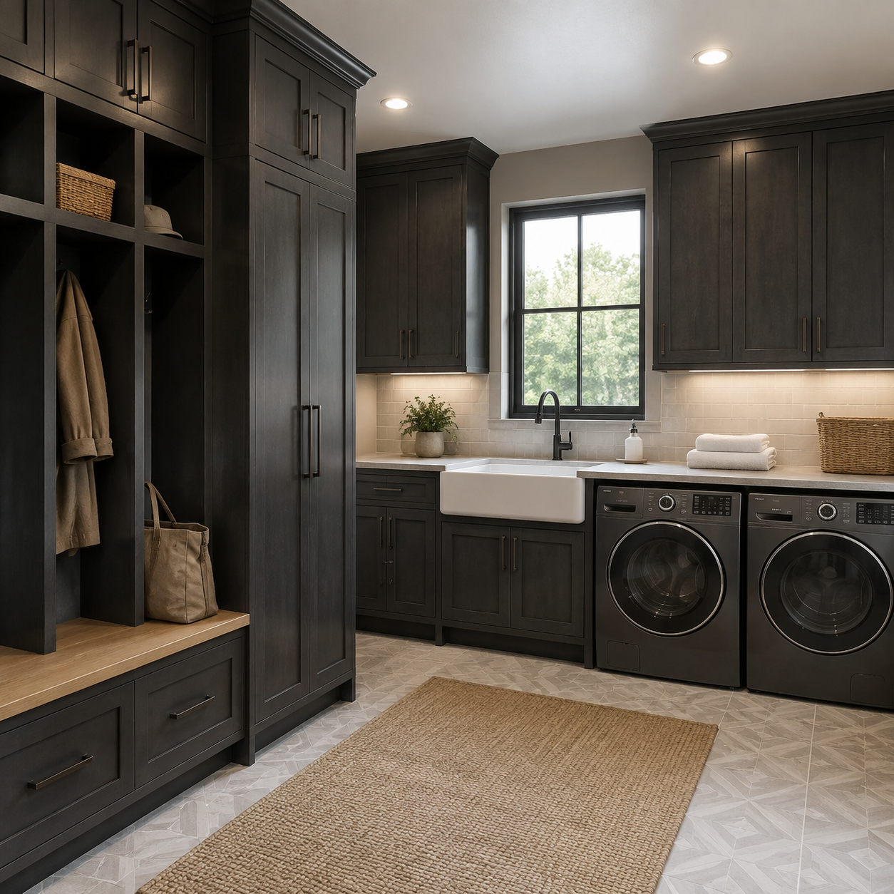 Modern Slate shaker kitchen cabinetry and custom storage solutions by Modernform Cabinets and Closets