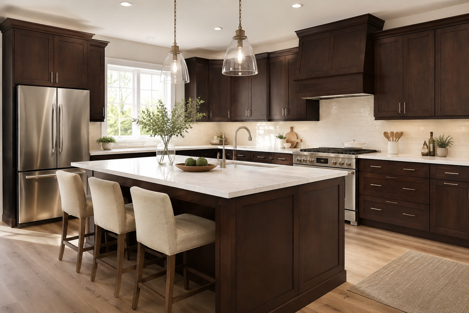 Custom shaker style kitchen design featuring elegant finishes in Dallas, TX