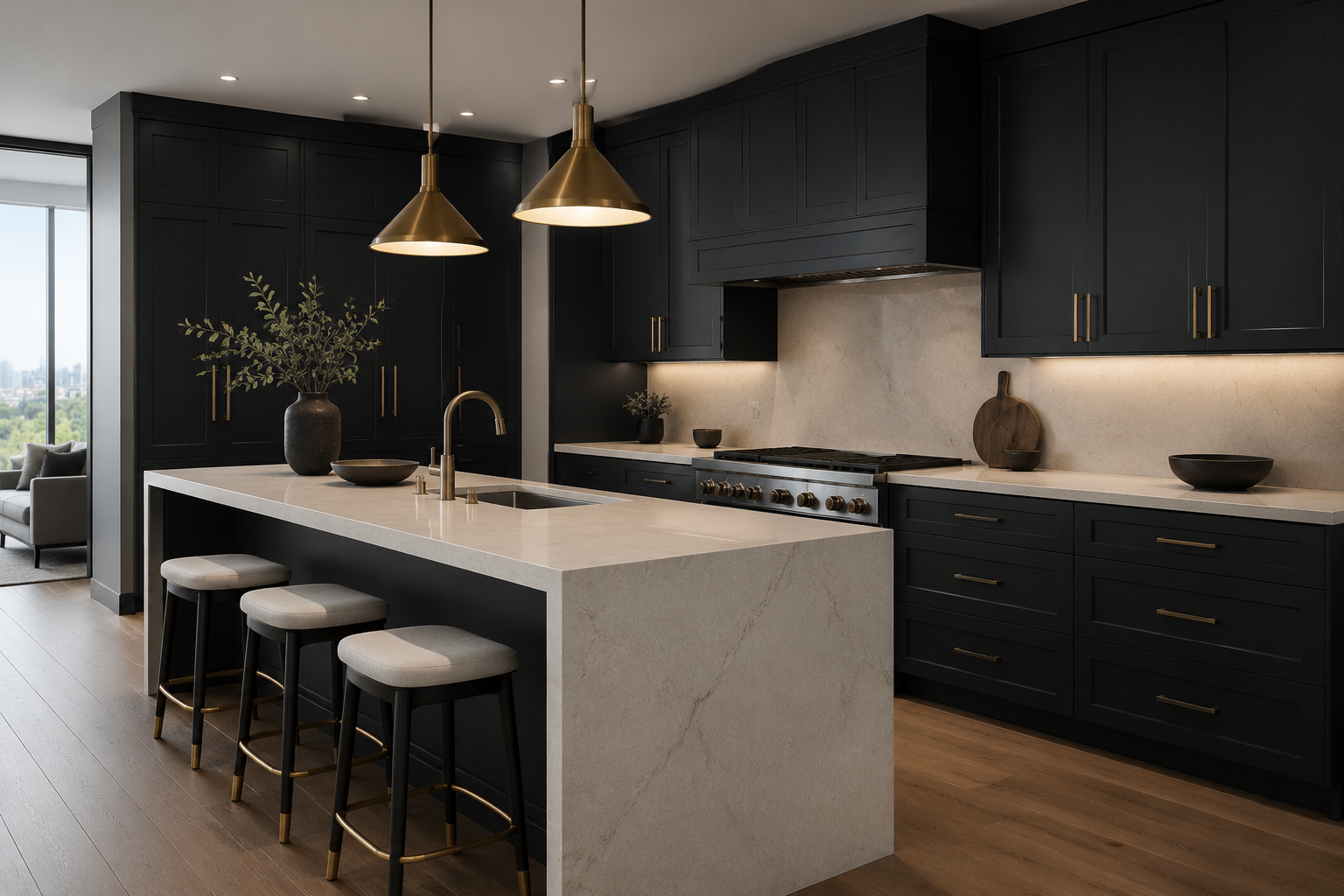 Onyx black shaker style kitchen features showcasing bold dark tones and sophisticated cabinet finishes.