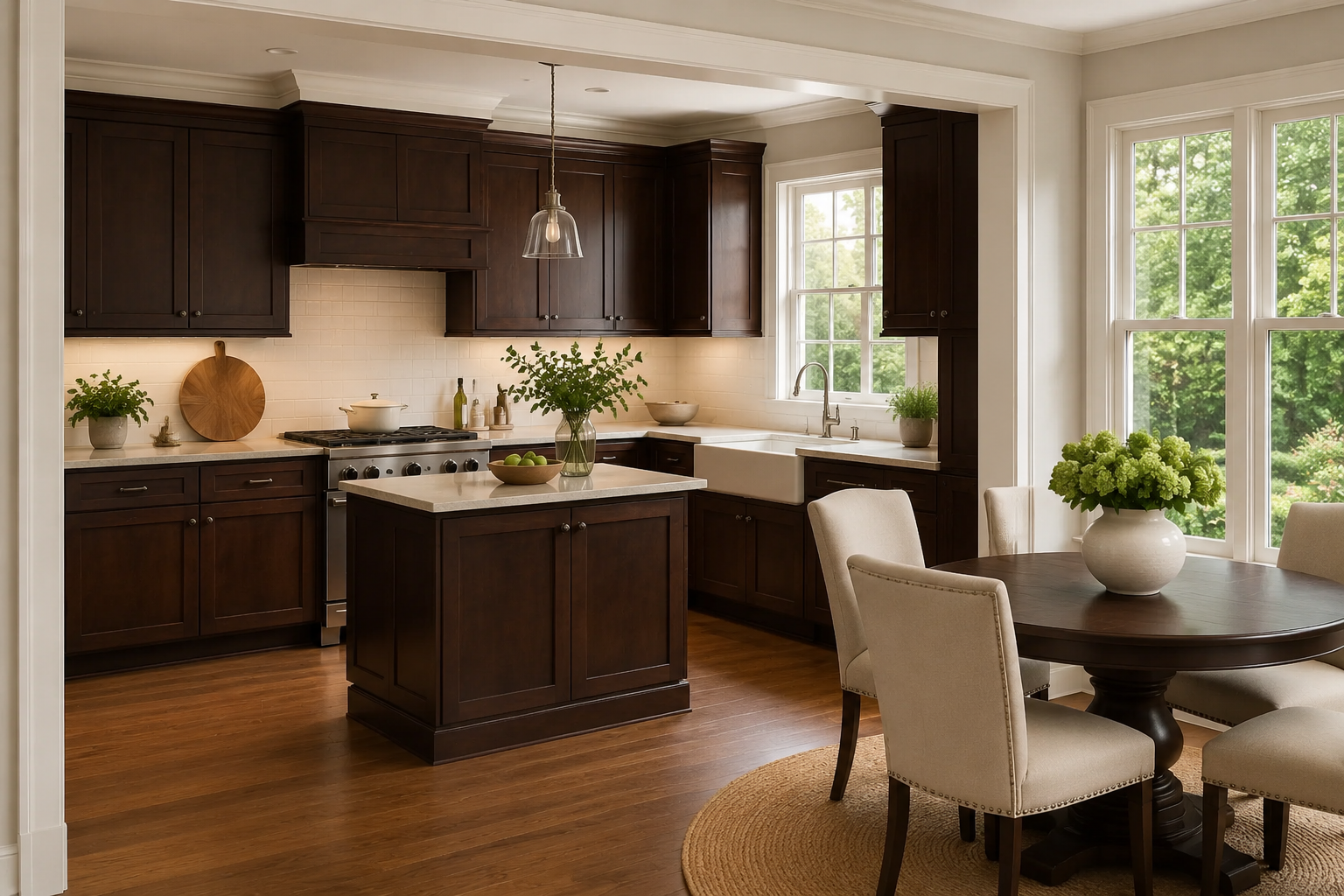 Espresso shaker kitchen cabinetry perspective 2 by Modernform Cabinets and Closets