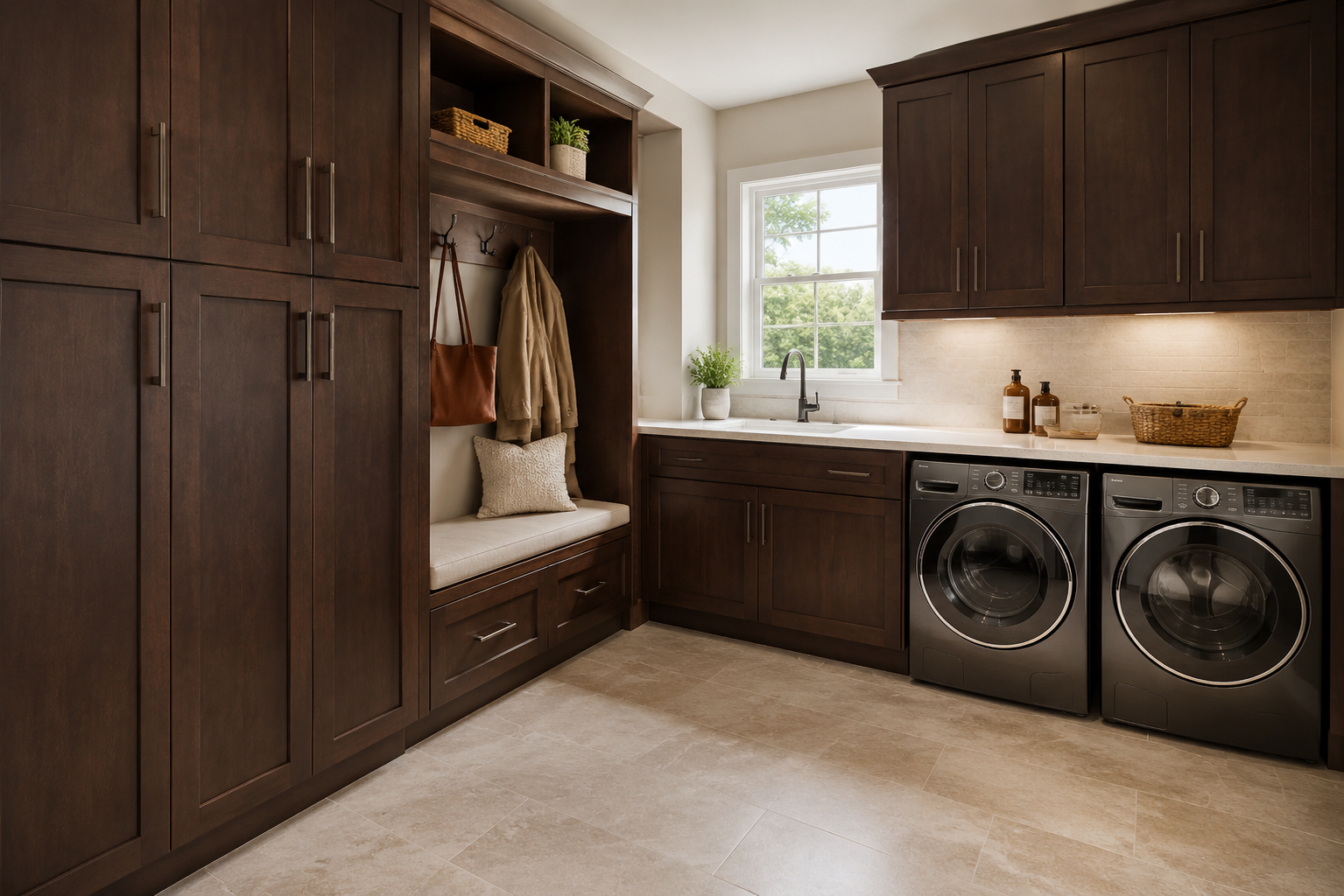 Espresso shaker kitchen cabinetry perspective 3 by Modernform Cabinets and Closets