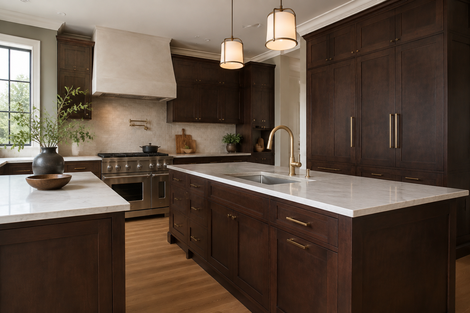 Espresso shaker kitchen cabinetry perspective 4 by Modernform Cabinets and Closets