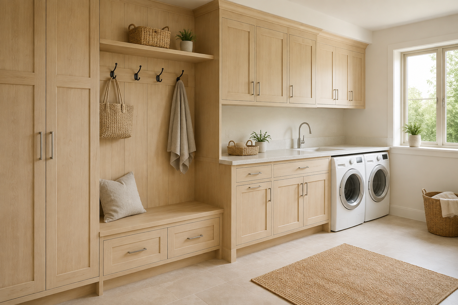 Natural shaker perimeter kitchen cabinets and elegant warm wood tones