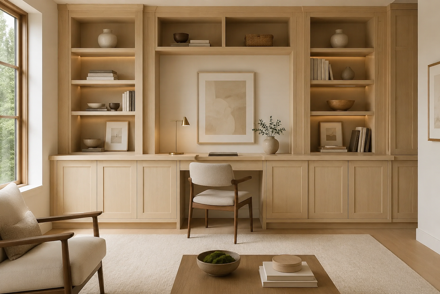 Natural shaker custom kitchen layout built for modern homes in Dallas, TX