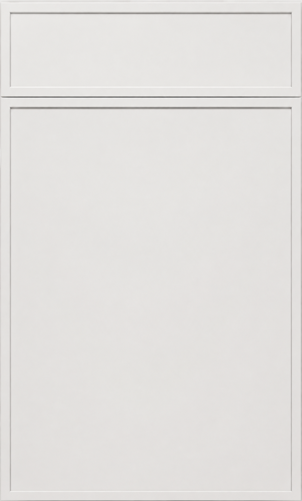 Slim Dove White shaker style kitchen cabinet door featuring modern narrow-frame detailing by Modernform Cabinets and Closets