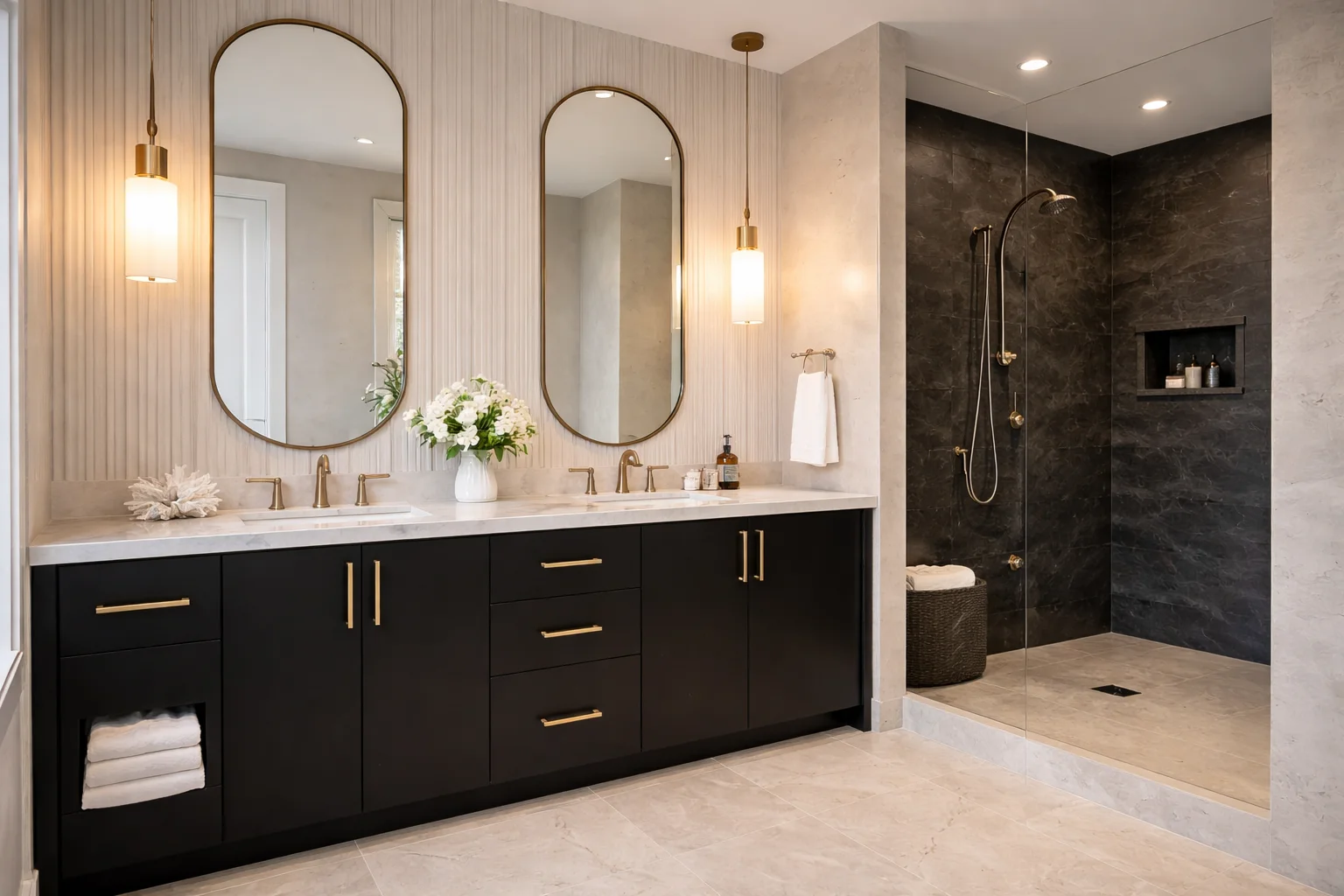 Modern kitchen installation showcasing matte black European frameless wholesale cabinets.