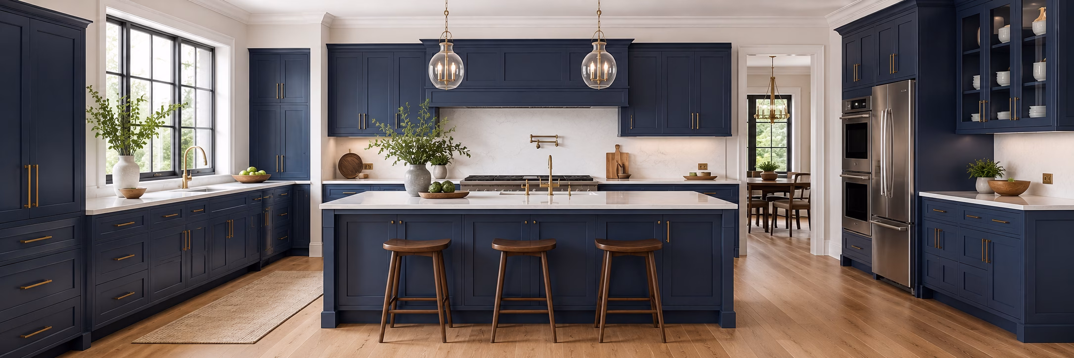 Signature Blue Shaker Cabinets
