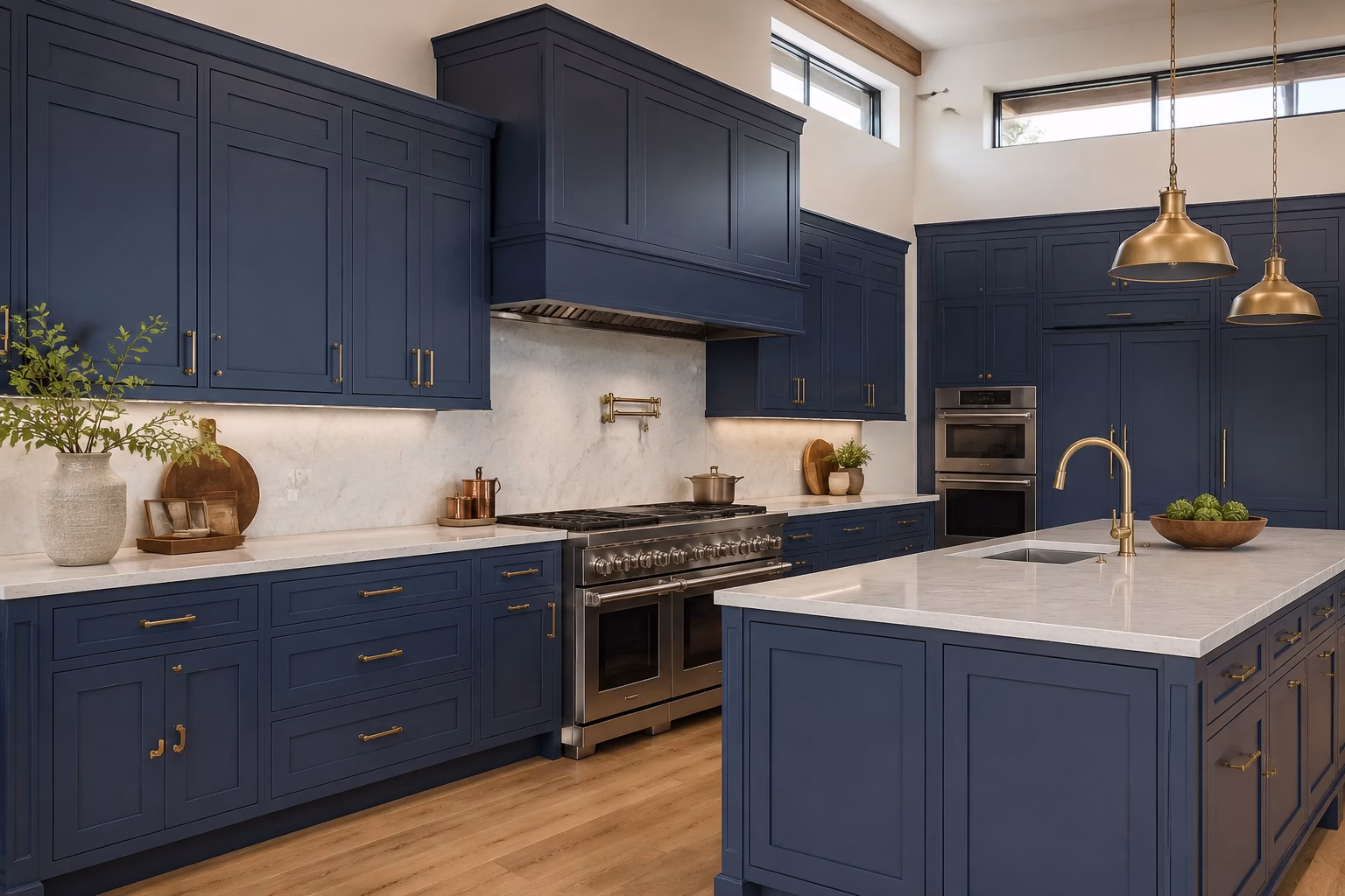 Signature Blue Shaker Cabinets
