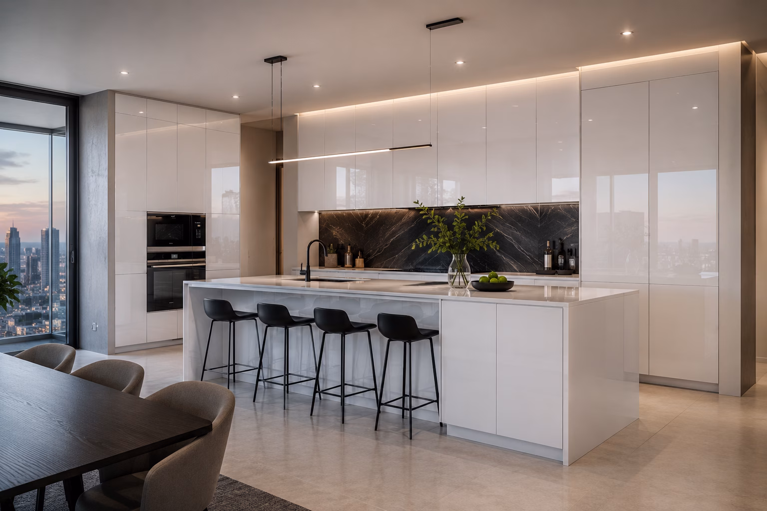 Glossy White European Cabinets