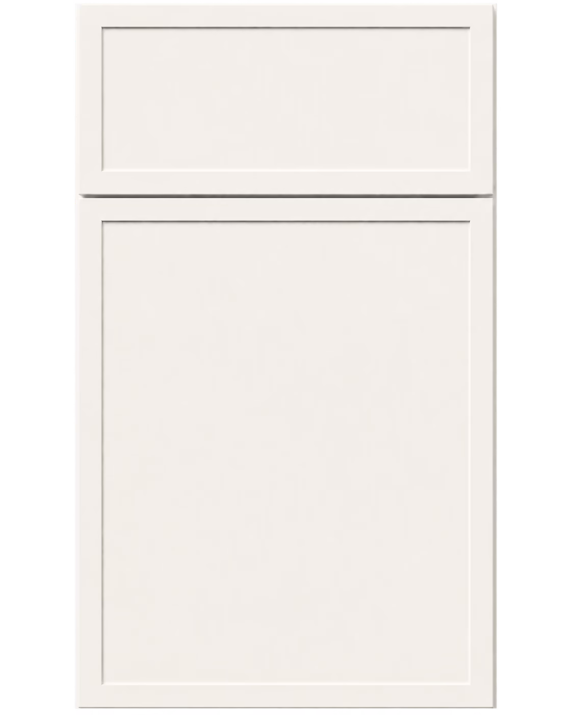 Slim dove white shaker cabinet door panel with narrow frame profile