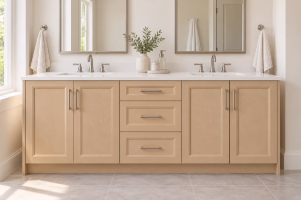 Alpine Wheat Double Vanity Bathroom