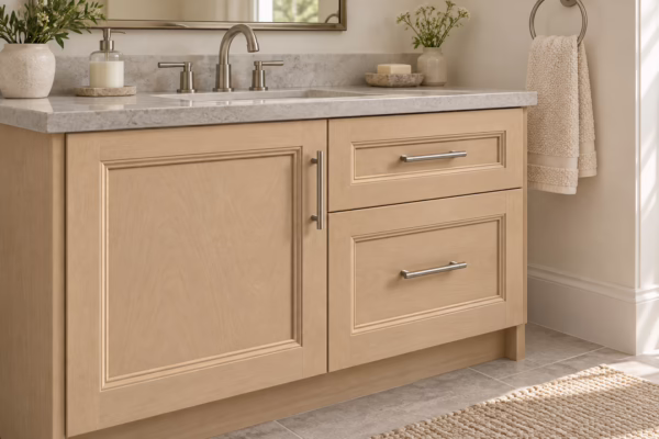 Alpine wheat vanity in soft daylight
