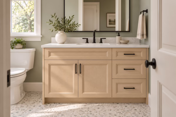 Light Wheat Guest Bathroom Vanity