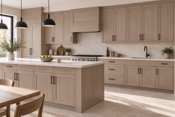 Modern kitchen with natural wood tones