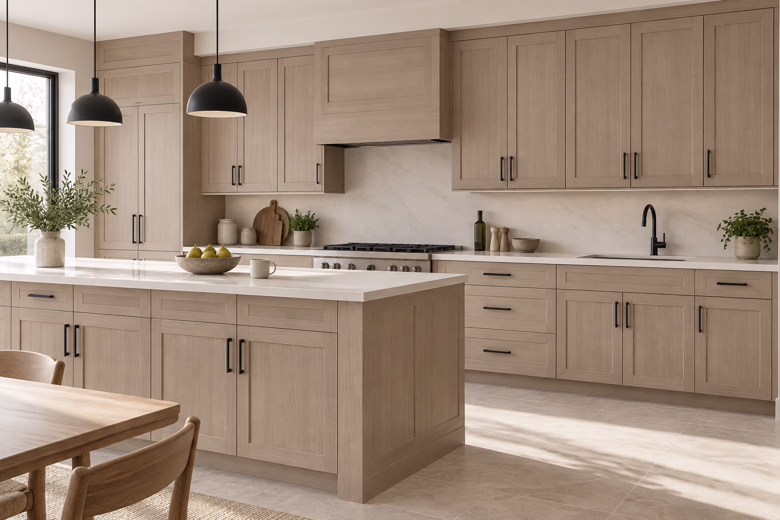 Modern kitchen with natural wood tones