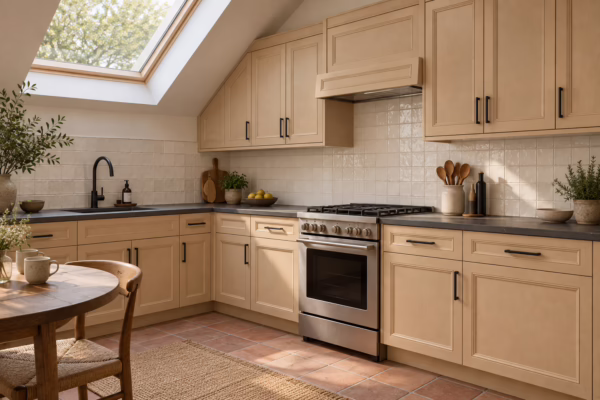 Skylit Alpine wheat cottage kitchen